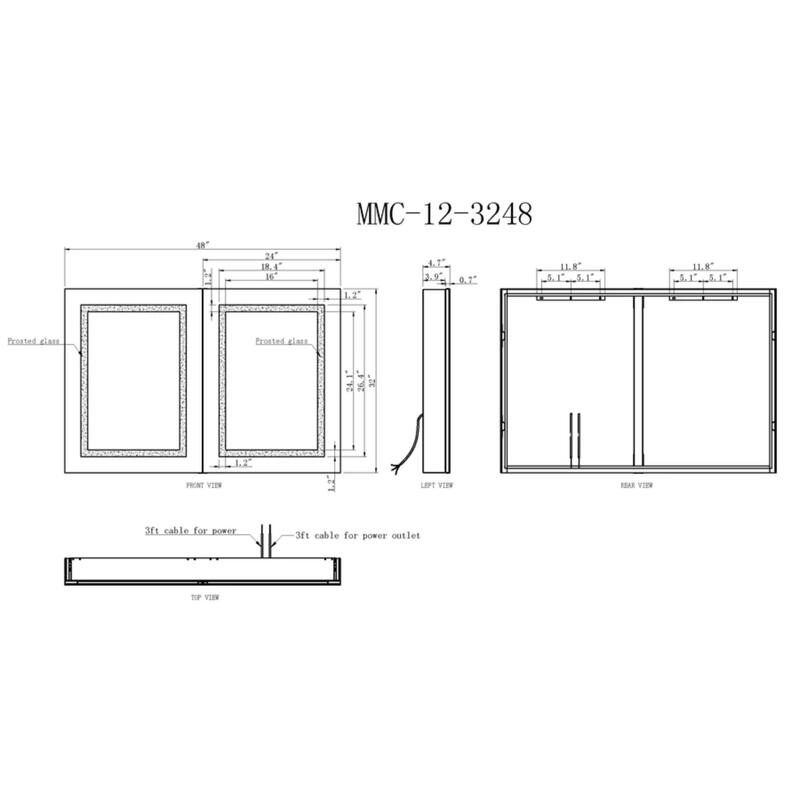 Modern Mirrors Andromeda Lighted Bathroom Vanity Mirror with Storage Cabinet, Double Sided Mirrored Door Panels 2x USB Port