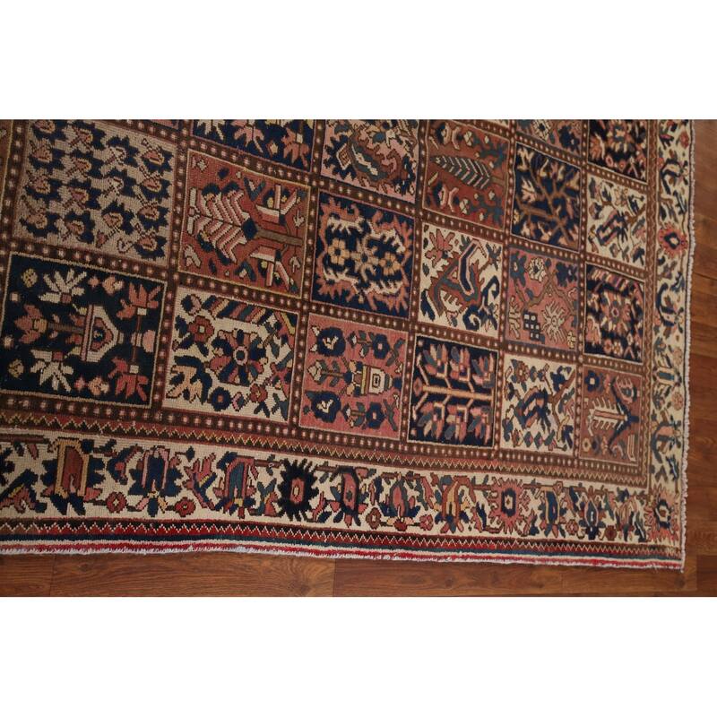 Garden Design Bakhtiari Persian Vintage Rug Hand-Knotted Wool Carpet - 5'3" x 9'9"