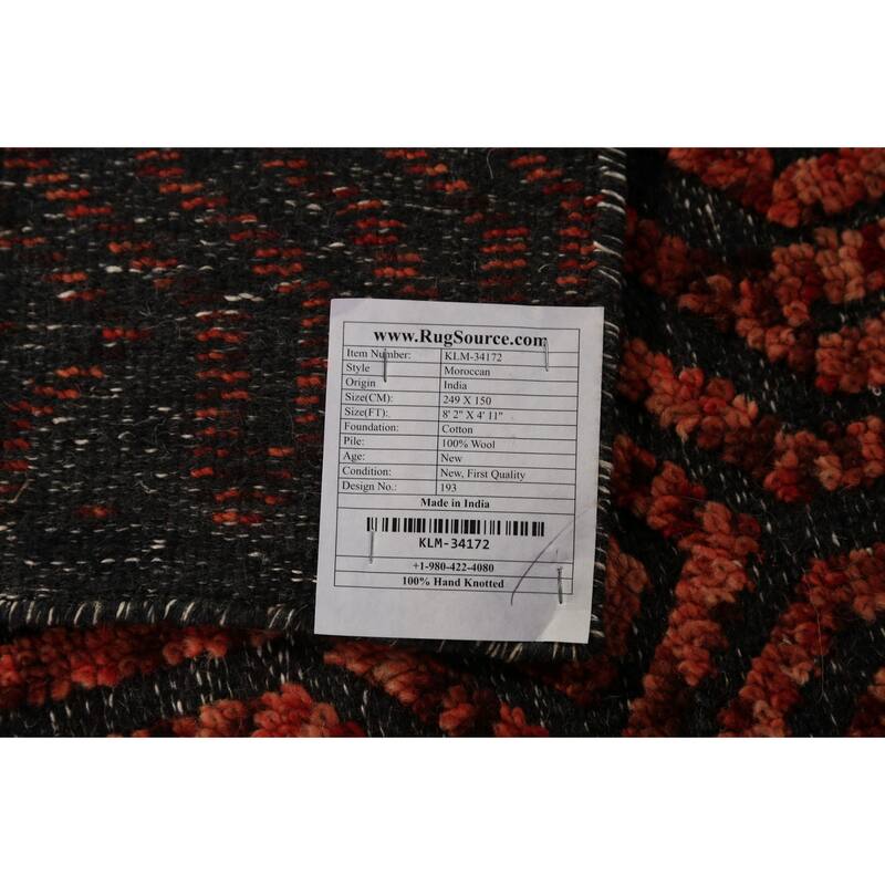 Modern Geometric Moroccan Oriental Area Rug Handmade Wool Carpet - 4'11" x 8'2"