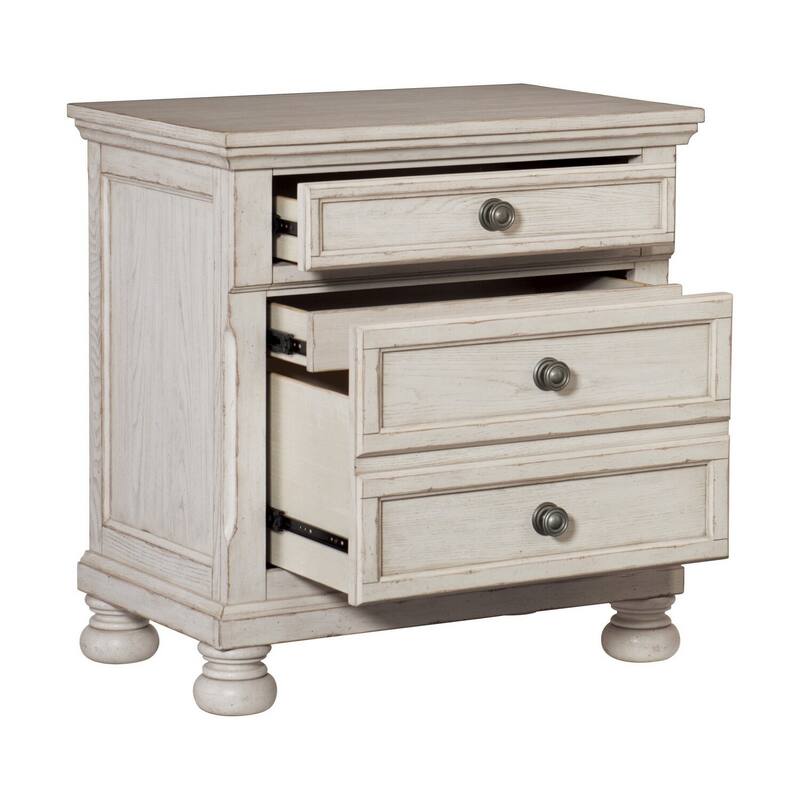 Antique White 2 Drawer 28.5 in. W Nightstand with Sturdy Hardware and Ample Storage
