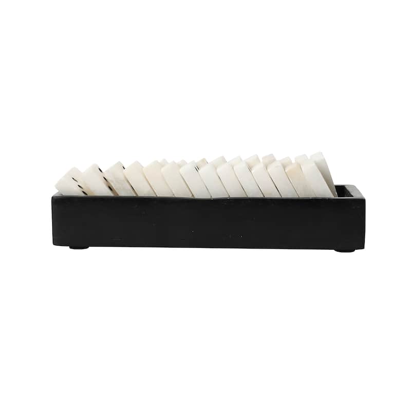 Handmade Alabaster Dominos in Soapstone Tray - 9.0"L x 3.0"W x 2.5"H