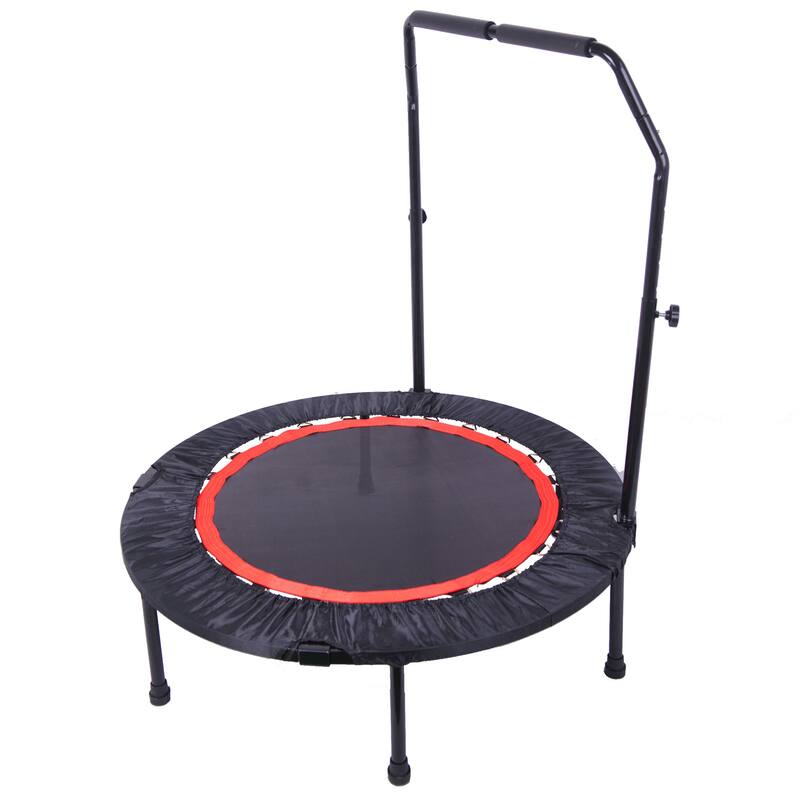 Heavy-Duty Trampoline - Safety Enclosure Net, Reinforced Jumping Mat, Spring Cover Padding, Ladder - Black - 39.37