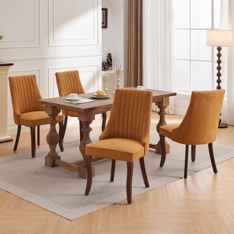 Linen Dining Chairs Channel Kitchen Dinner Chair,Set of 2