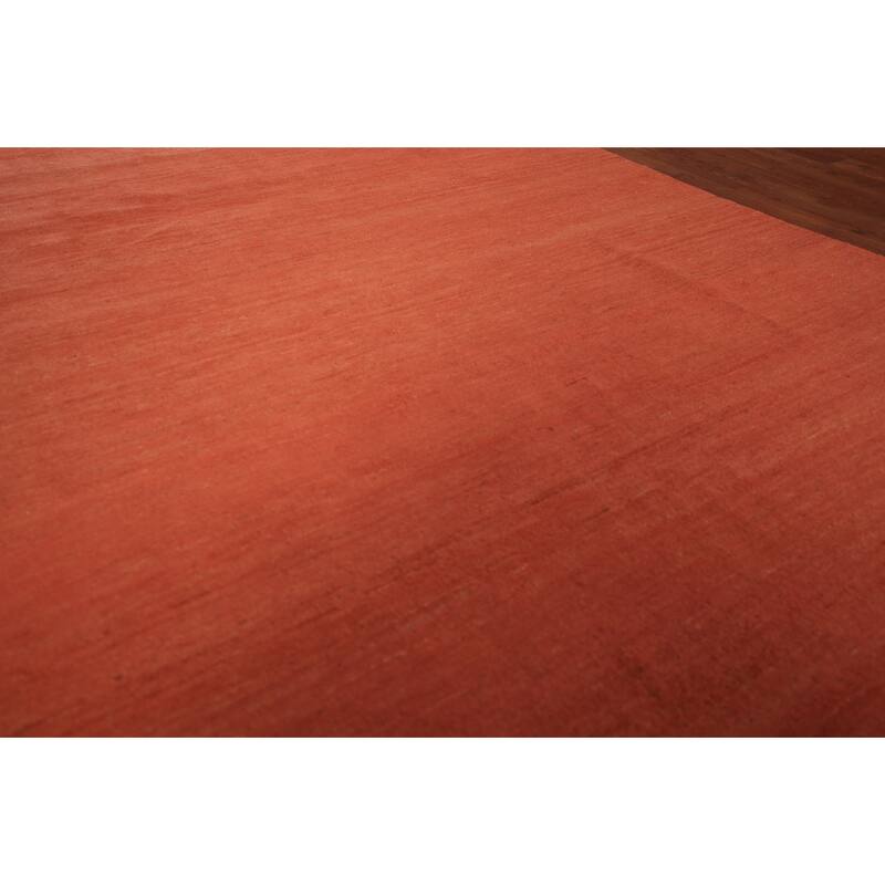 Gabbeh Modern Area Rug Hand-Knotted Orange Wool Carpet - 5'5" x 8'0"