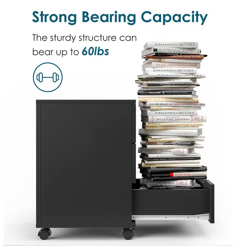 3-Drawer Vertical Filing Cabinet Rolling Wood Mobile File Cabinets Under Desk for Home Office with Casters (Fully Assembled)
