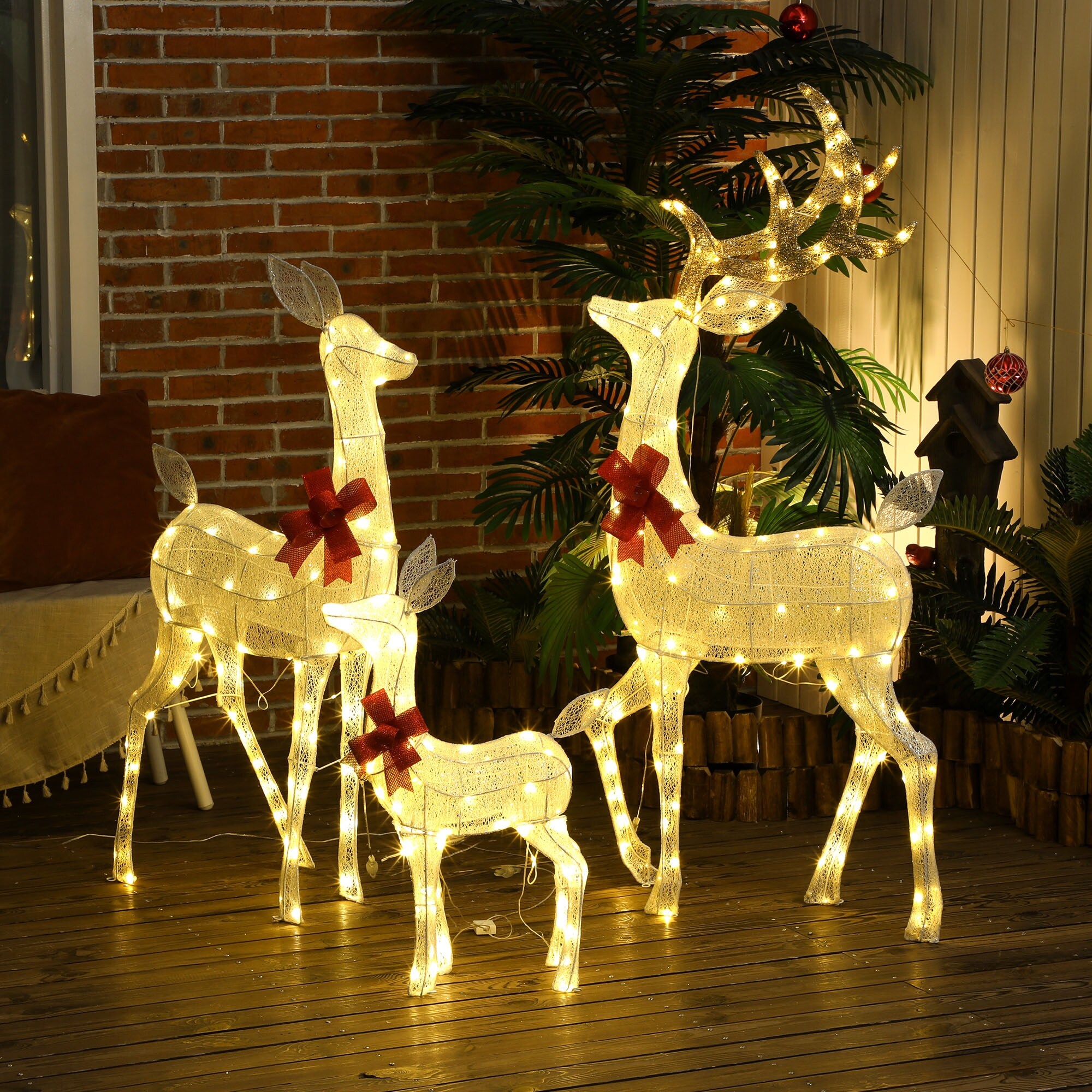 経典 Outsunny 3 4.5ft Decoration, Christmas Reindeer Lighted ジャケット・アウター