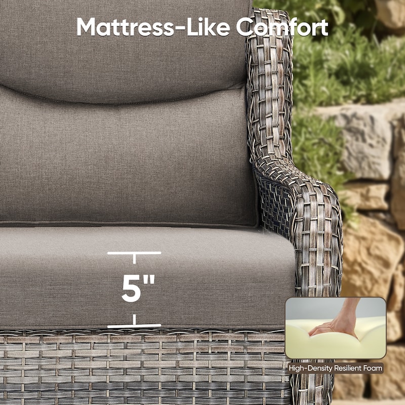 Pocassy 30 In Outdoor Fire Pits with Patio Swivel Glider Chari Set.