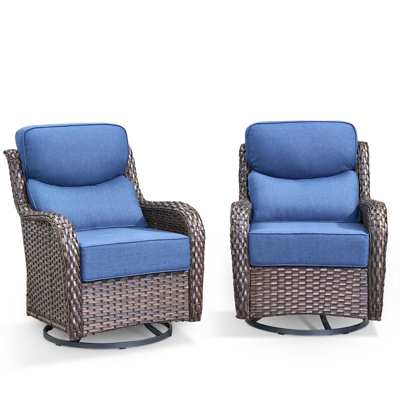 Outdoor Swivel Chairs with 6-Inch Thick Cushions for Garden
