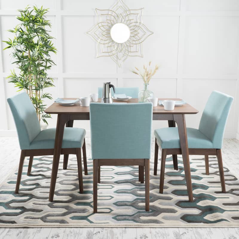 Christopher Knight Home Prazen Mid-Century Modern 5-piece Dining Set - Natural Walnut + Mint