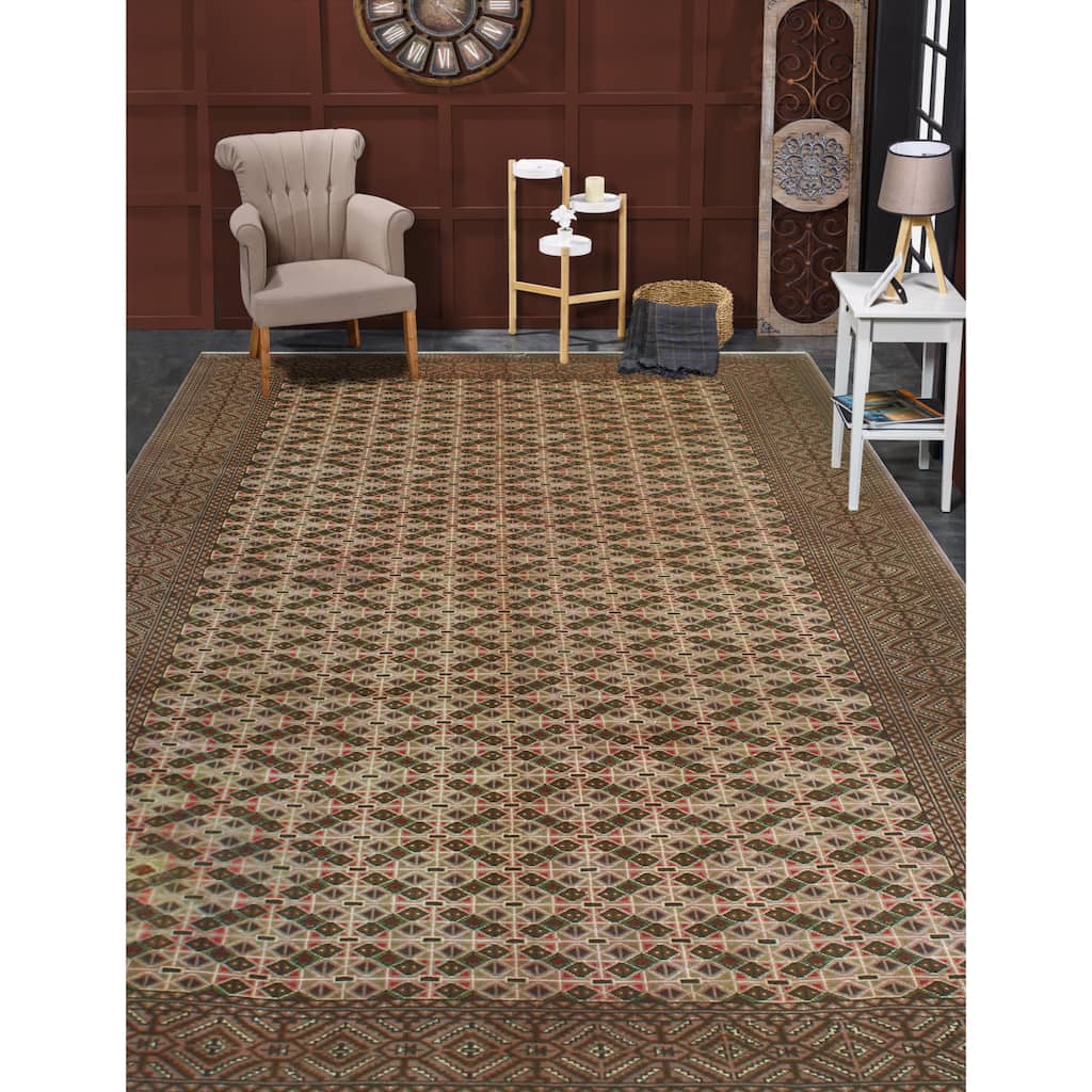 Vintage Distressed Obayana Beige/Ivory Rug - 6'8" x 9'6"