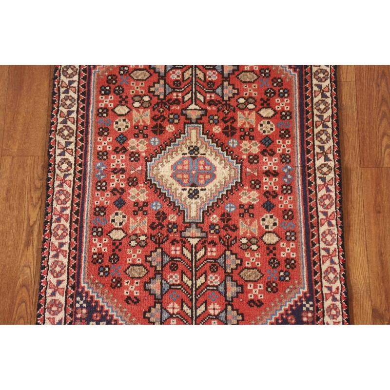 Abadeh Persian Vintage Area Rug Hand-knotted Wool Carpet - 1'10"x 3'5"