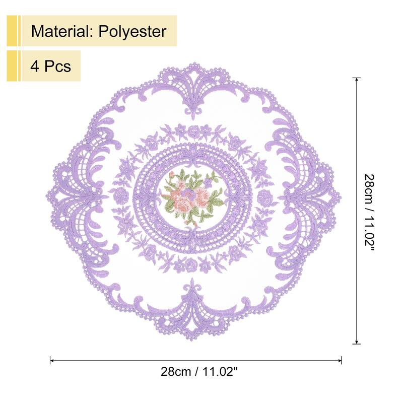 6 Pcs Retro Lace Placemats Crochet Cup Vase Table Mat