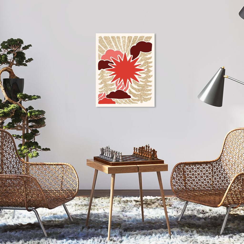 Wynwood Studio Canvas Holiday and Seasonal Sun Star Shines Gold Glam Wall Art Canvas Print