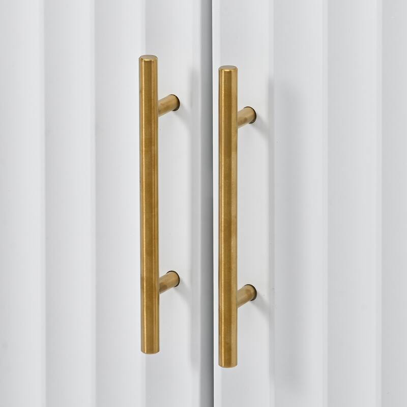 Modern 4-Door Storage Cabinet with Two Shelves and Metal Handles for Hallway, Entryway, Living Room