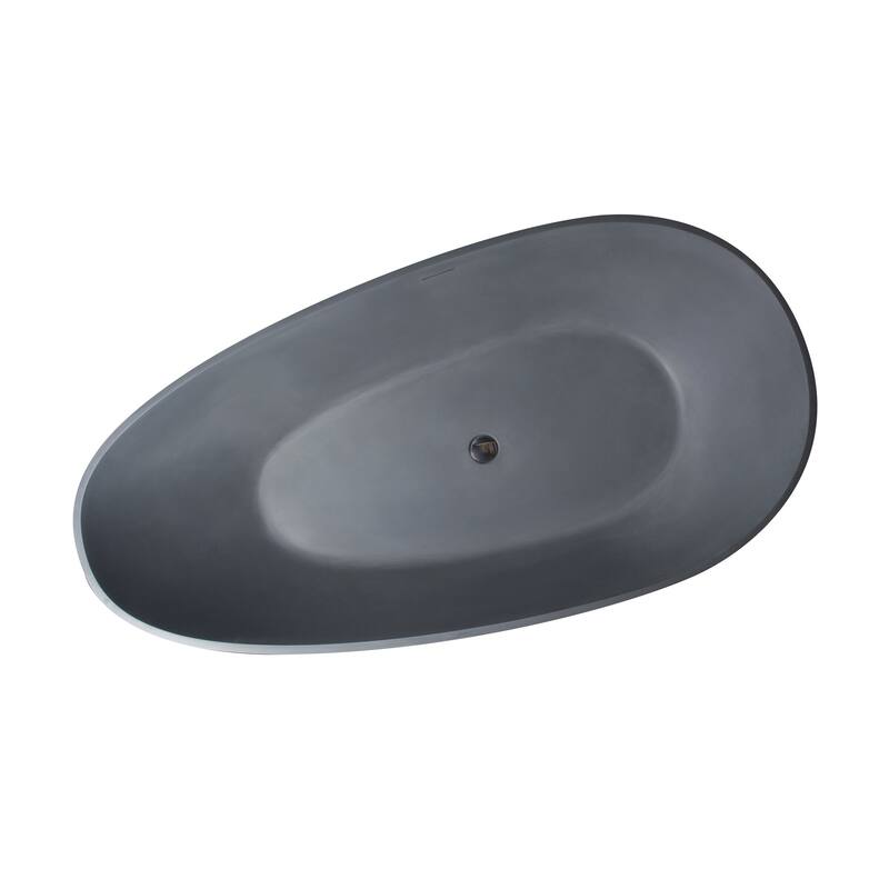 65 in.W Solid Surface Freestanding Flatbottom Soaking Bathtub - 65" x 33"