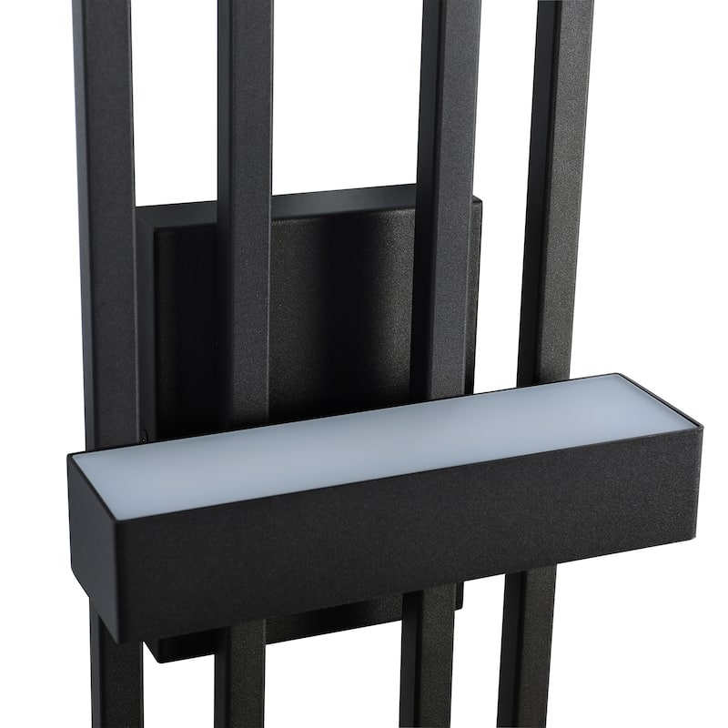 Modern Geometric Matte Black LED Flush Mount Wall Sconce