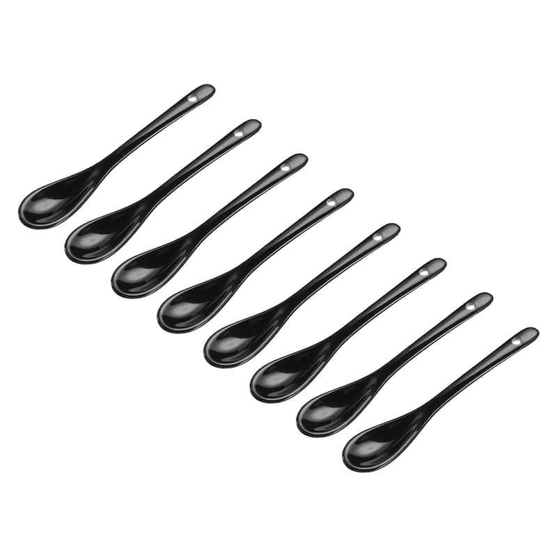 Ceramic Spoons 4.9" Black Spoon for Home Kitchen Restaurant 8 Pcs