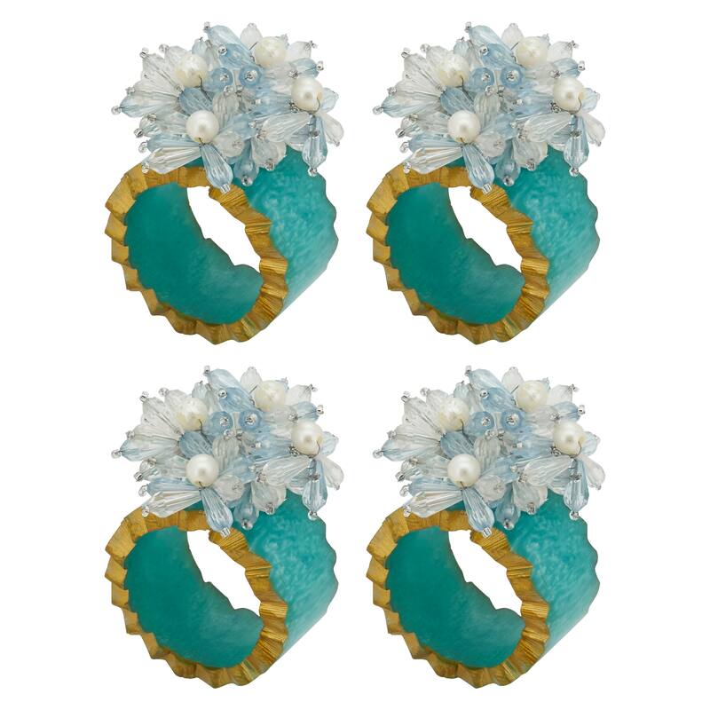 Beaded Petal Delight Resin Napkin Ring (Set of 4)