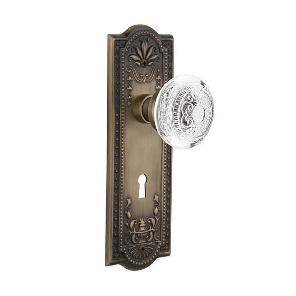 Nostalgic Warehouse MEACED_MRT_214_KH Vintage Crystal Egg and Dart Skeleton Keyed Entry Mortise Door Knob Set with Meadows Rose