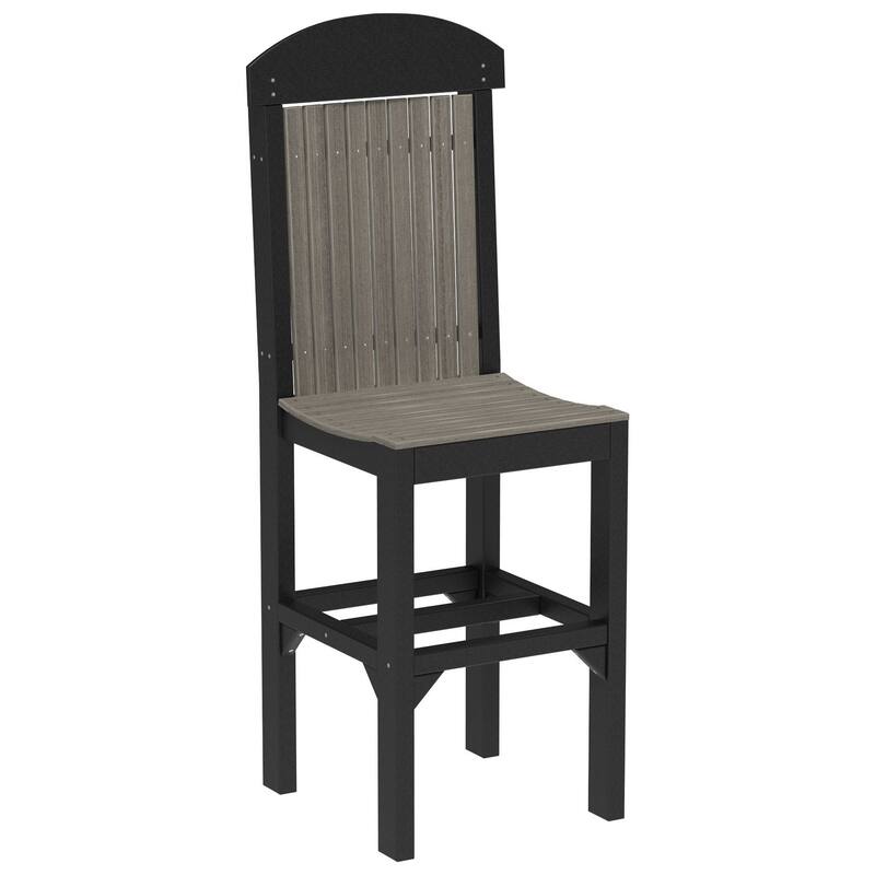 Set of 4 Poly Lumber Classic Dining Chairs - Side Chair - Coastal Gray Woodgrain & Black - Extra Tall