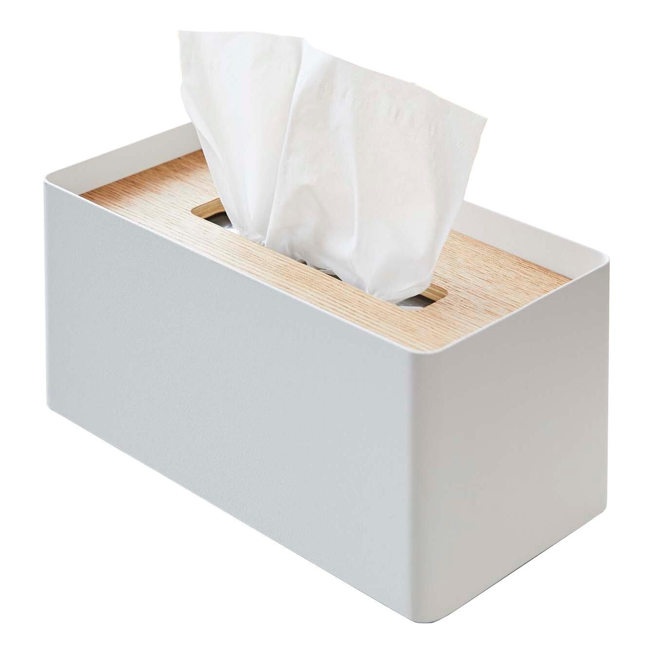 Yamazaki Home Tissue Box Cover - Rectangle, Steel, Lid - L 5.12 x