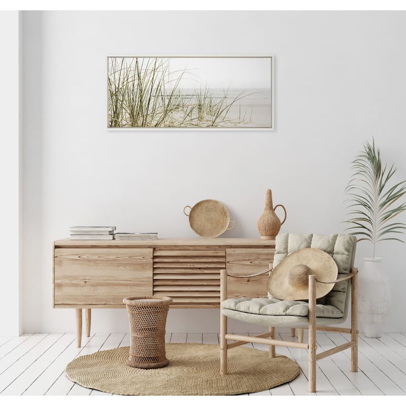Kate and Laurel Sylvie Calming Beach Grass Framed Canvas by The Creative Bunch Studio