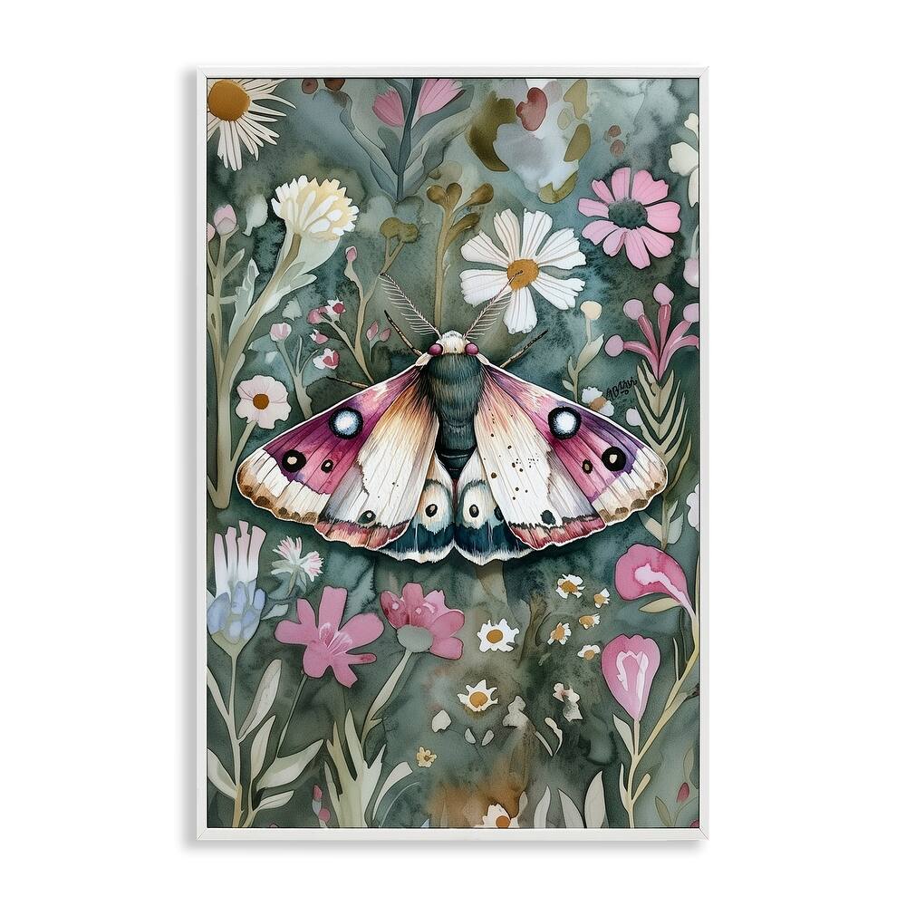 Stupell Beautiful Moth over Florals Framed Giclee Art Design By The Dutch Lady