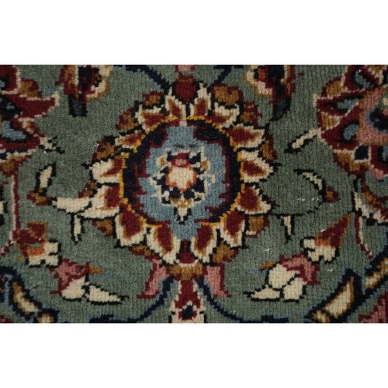 Hand Knotted Oriental 100% Wool Carpet Traditional Floral Red Kashan Area Rug - 13' 5'' X 9' 7''