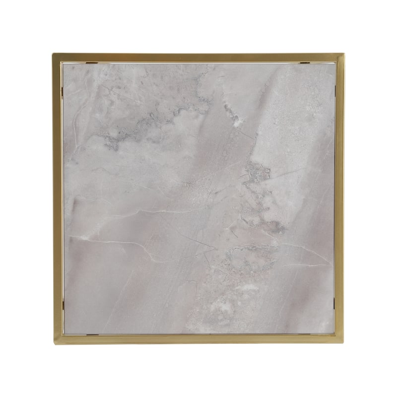 Constructed With A Sturdy Iron Frame And A Durable Tempered Glass Surface Creative Simple Glass Side Table,Gold+White Color