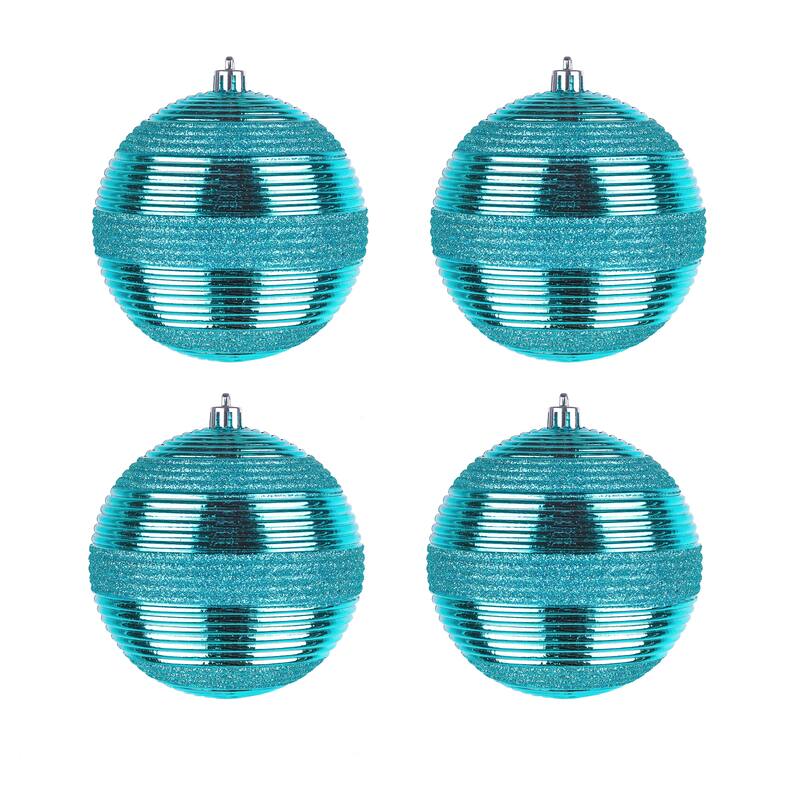 National Tree Company 4-Piece Shatterproof Swirling Blue Ornaments - 4 in