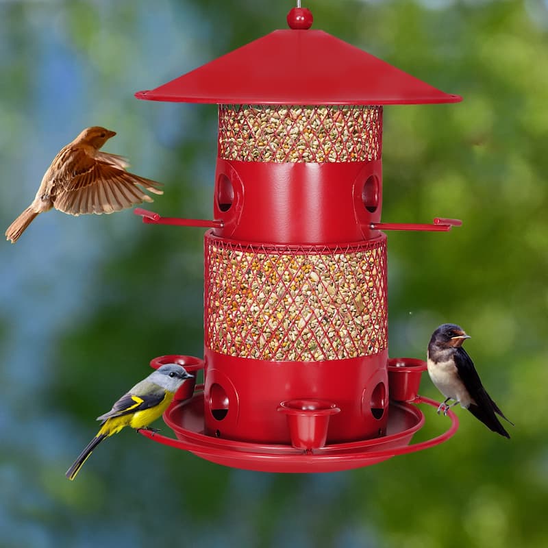 Javlergo Hanging Wild Bird Feeders for Outdoors, Squirrel Proof, Large Capacity Outside Bird Feeder