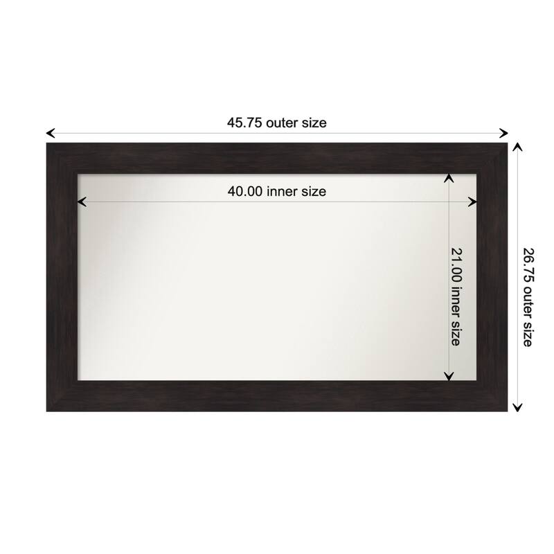 Furniture Espresso Framed Non-Beveled Custom Wall Mirror, Bathroom Vanity Mirror - Outer Size: 45.75 x 26.75