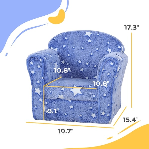 dimension image slide 0 of 2, Kids Sofa Chair, Toddler Sofa with Glow in the Dark Fairy Design & Wooden Frame, Upholstered Baby Sofa for 18-36 Months