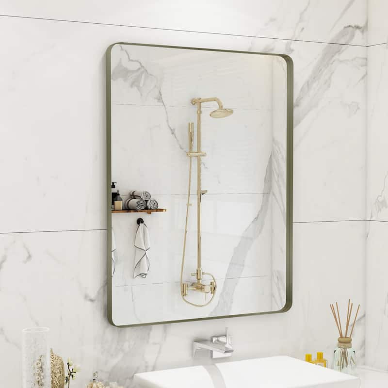 QuivaraView Rectangular Aluminum Framed Bathroom Vanity Mirror - 28" x 36" - Bronze