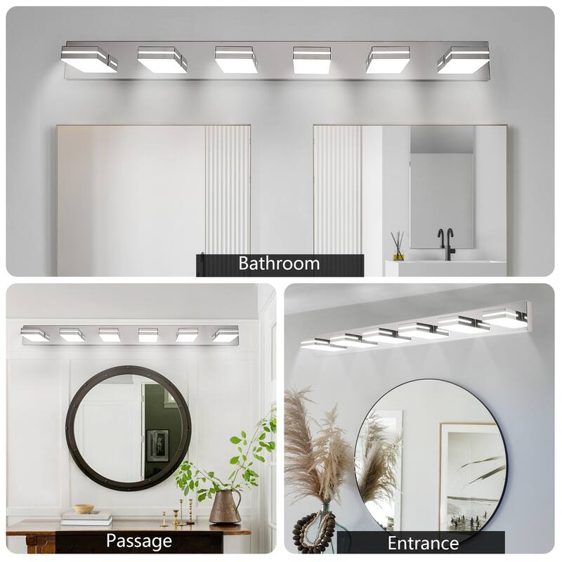 Modern LED Vanity Light, 6-Lights Wall Sconce for Bathroom and Mirror, Sleek Minimalist Design, Energy-Efficient