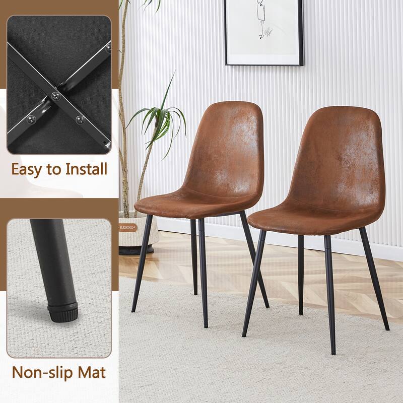 5-piece Natural and Black Spliced Round Dining Table Set with Double-Layer Storage Shelf, Anti-Slip Feet