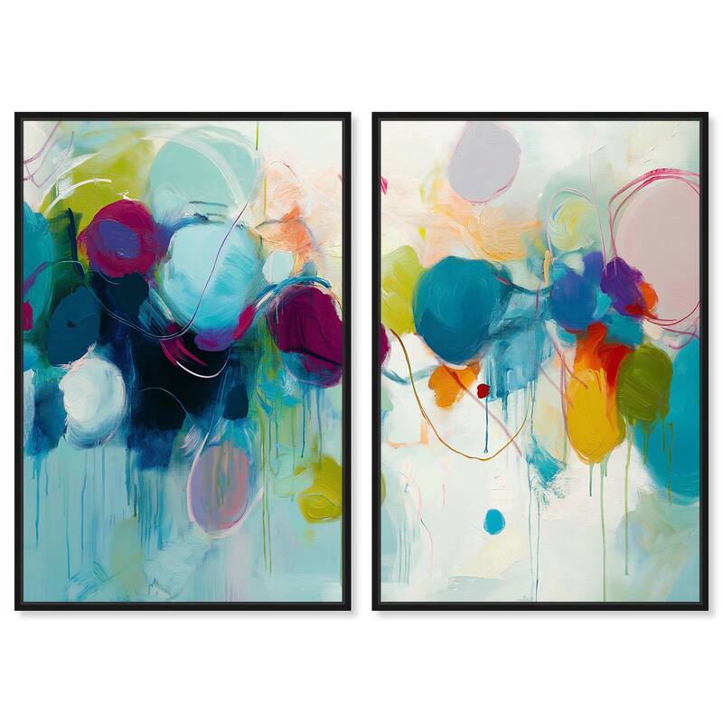 Expressive Flow I Canvas Set of 2 by Art Remedy - 36" x 54" - Black