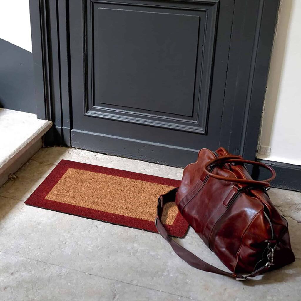 Sheltered Front Door Mat Coir Coco Fibers Rug 24x13 Natural-Border