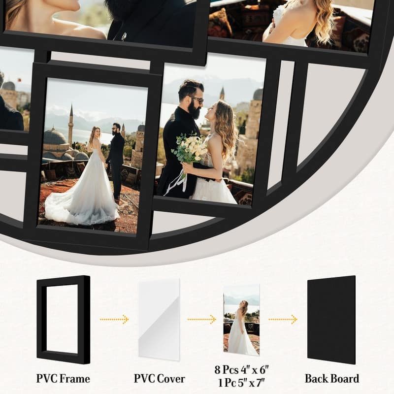 Hello Laura 9 Opening Round 4×6 Collage Wall Frame Multi Picture Photo Frame for Wall
