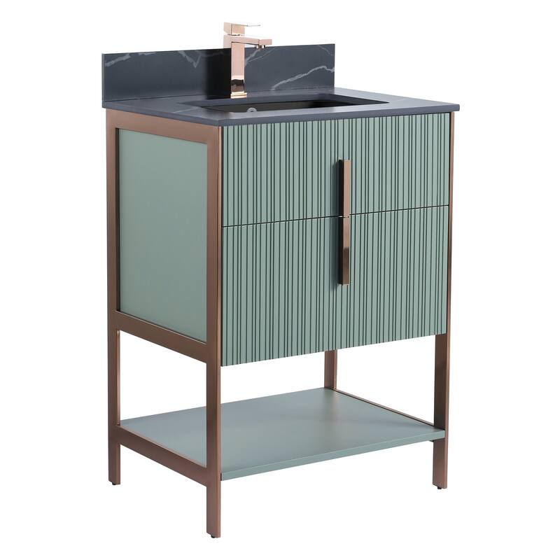 Fine Fixtures Serenity Modern Bathroom Vanity with Black Sintered Stone Top