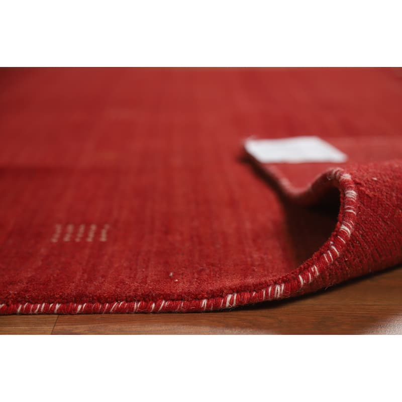 Red Gabbeh Indian Area Rug Hand-Knotted Oriental Wool Carpet - 6'8" x 9'8"
