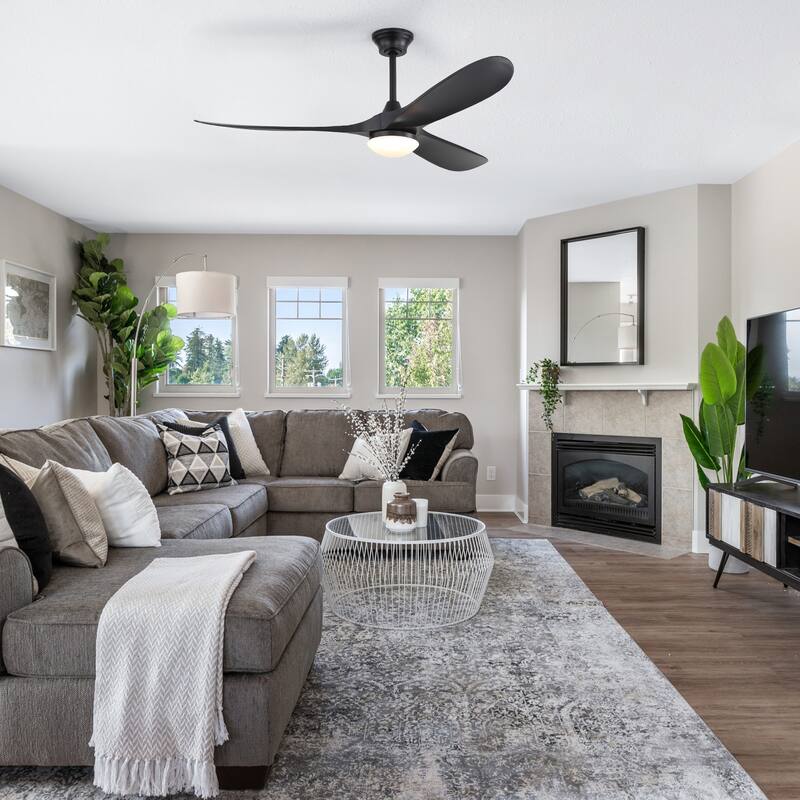 Sofucor 60"Ceiling Fan with Light and Remote Control,Outdoor/Indoor High CFM Quiet 3 ABS Blades for Patio,Porch,Farmhouse,Gazebo