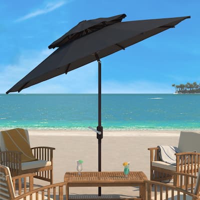 SAFAVIEH Outdoor Lorenia 9Ft Double Top Market Umbrella