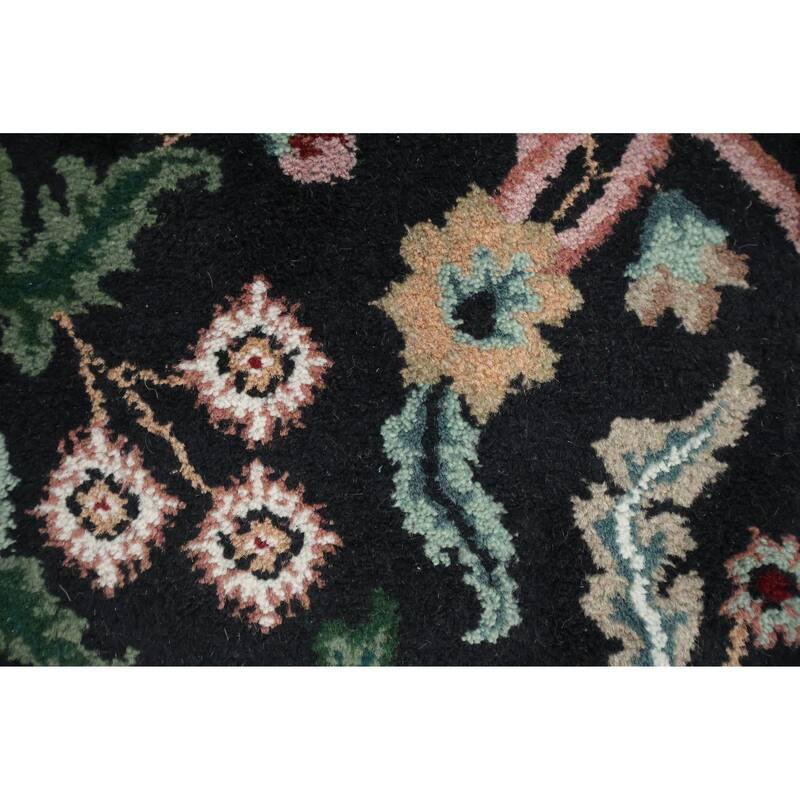 Hand Knotted Oriental 100% Wool Carpet Traditional All-Over Black Agra Area Rug - 6' 1'' X 4' 0''