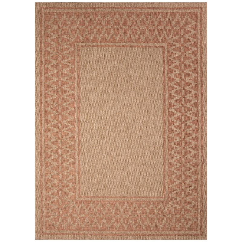 Liora Manne Sahara Diamond Border Indoor/Outdoor Rug - 1'11" x 7'6" - Terracotta