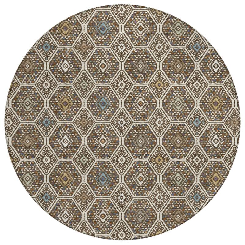 Machine Washable Indoor/ Outdoor Modern Hexi Chantille Rug