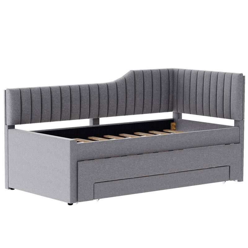 Twin Size Upholstered Daybed with Trundle and Three Drawers