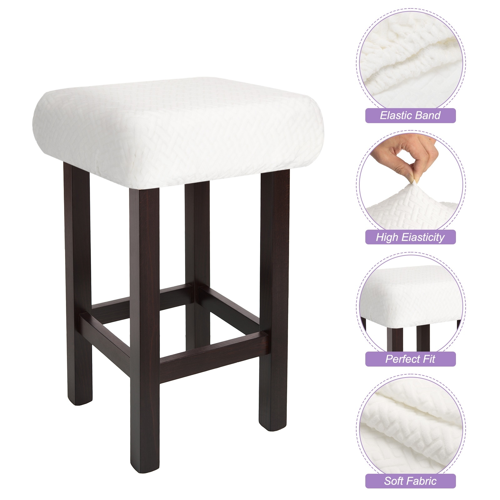 Crfatop Bar Stool Slipcovers Square CozyQx Dining Room Chair