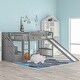 preview thumbnail 2 of 6, Grey Stairway Twin Size Loft Bed with Two Drawers and Slide
