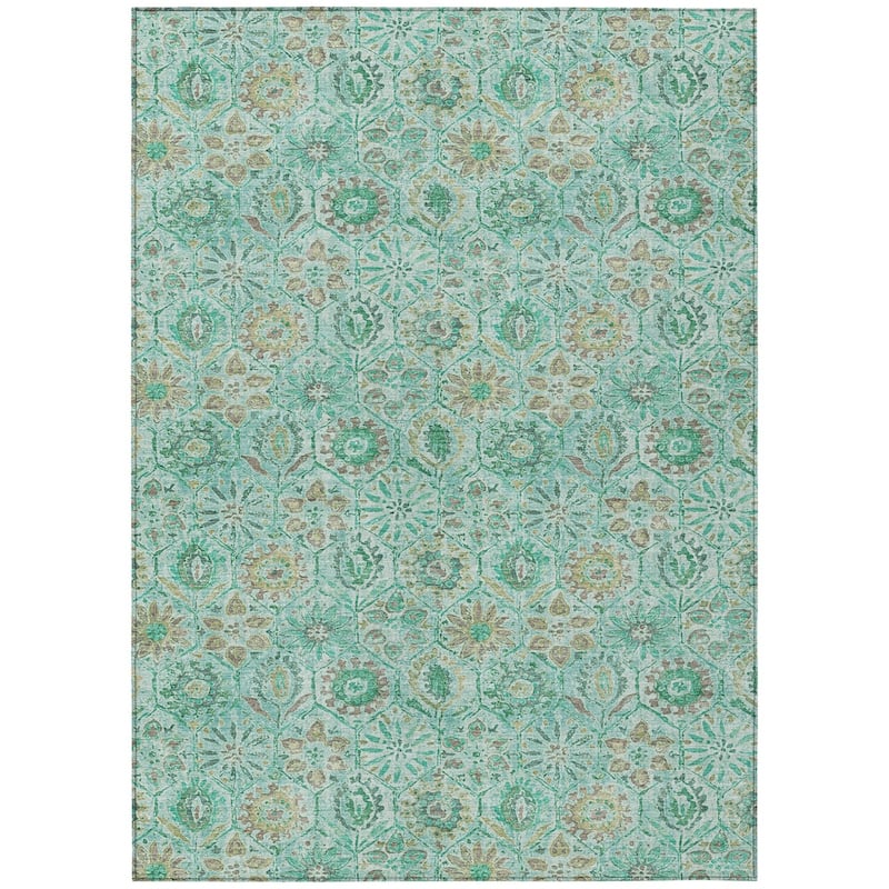 HomeRoots Floral Transitional Rectangle Outdoor Rug